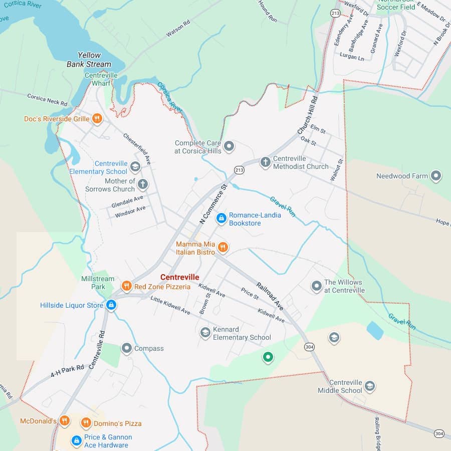Centreville service area map